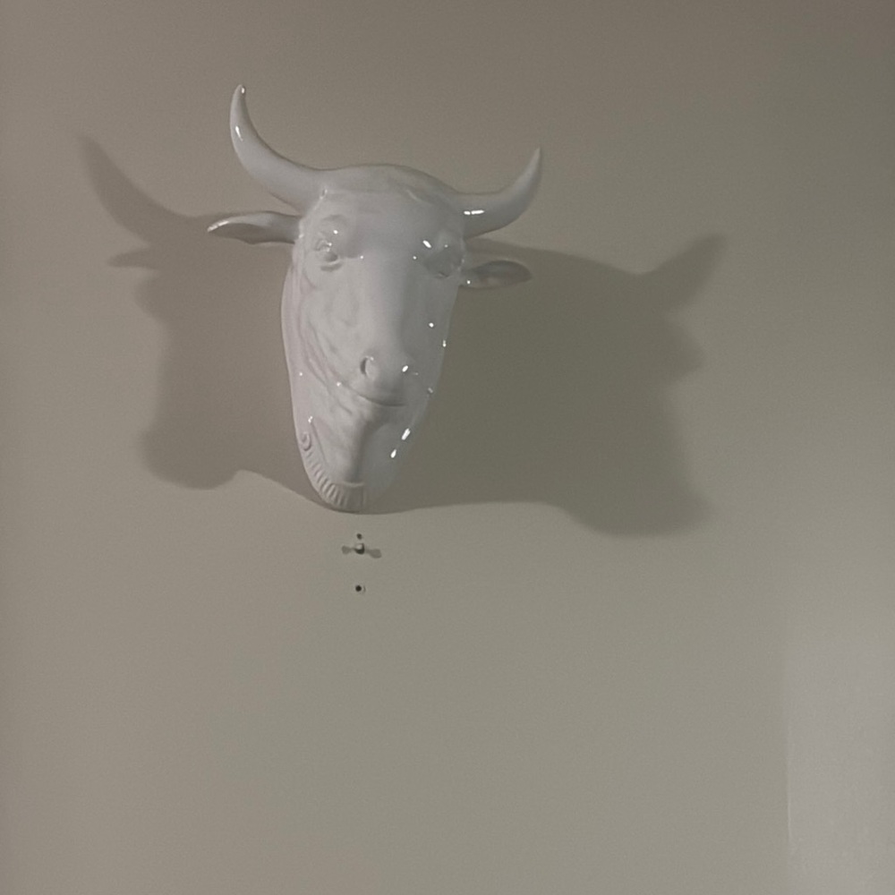 White Bull Head Wall Decor